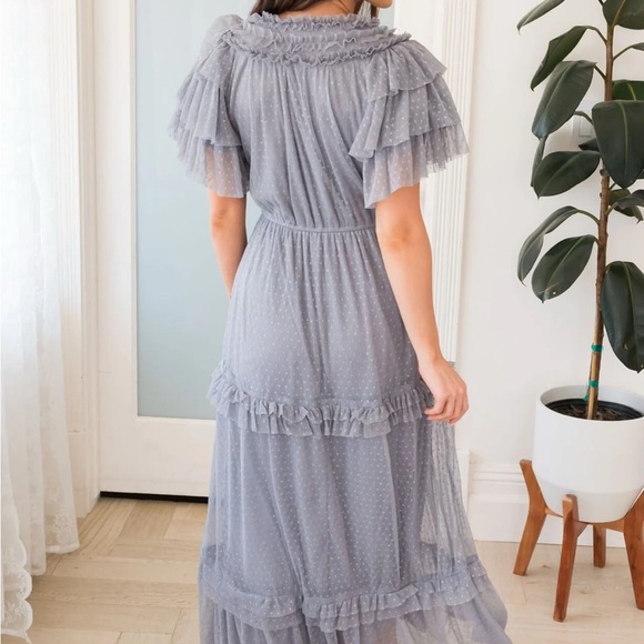 DEAUVILLE Elegant Ruffled Gray Maxi Dress 

New without tags - Picture 8 of 10